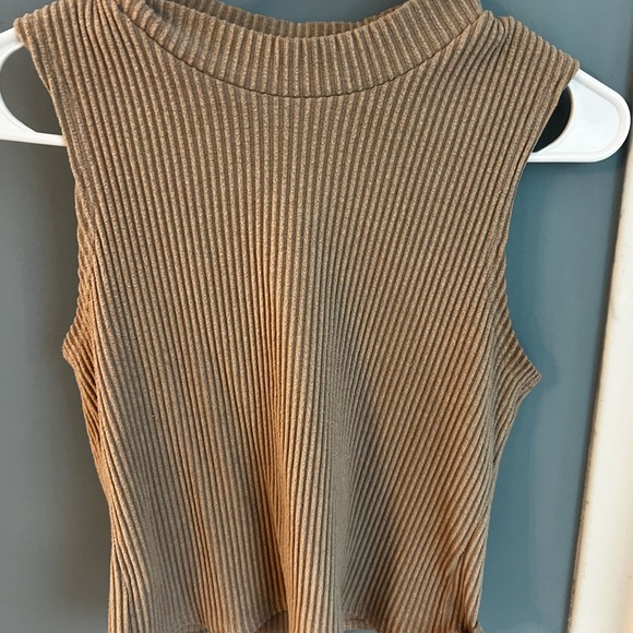 Miami Ribbed Beige Tank Top - Picture 1 of 2